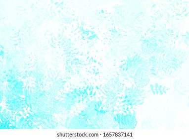 Light Blue, Green vector doodle texture with leaves. New colorful illustration in doodle style with leaves. New template for your brand book.