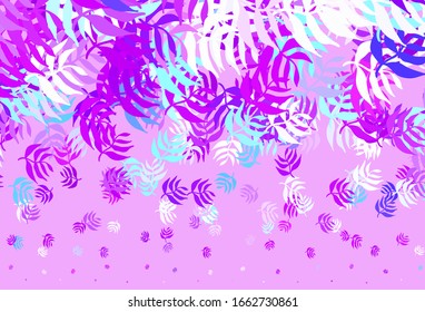 Azul claro, dorsal vectorial verde con hojas. Ilustración decorativa con doodles en plantilla abstracta. Diseño pintado a mano para web, folletos.