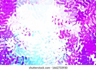 Light Blue, Green vector doodle pattern with leaves. Blurred decorative design in Indian style with leaves. Hand painted design for web, leaflets.