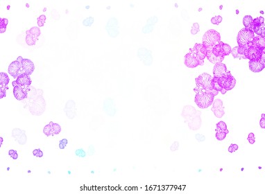 Light Blue, Green vector doodle template with flowers. Shining colored illustration with flowers. Brand new design for your business.