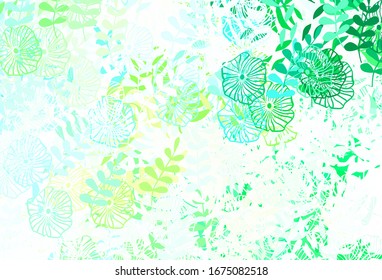 Azul claro, Dodo vectorial verde con hojas, flores. Decoración de estilo indio sobre fondo blanco. Patrón para los jefes de sitios web, diseños.