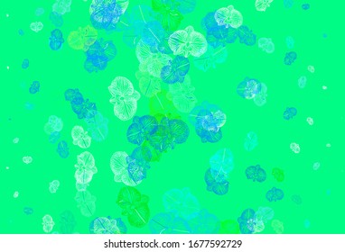 Planta de doodle vectorial verde claro con flores. Ilustración abstracta con flores al estilo de los doodles.  Nuevo diseño para su negocio.