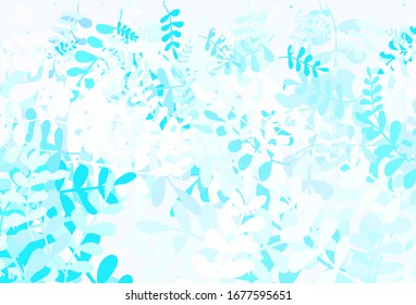 Light Blue, Green vector doodle background with leaves. New colorful illustration in doodle style with leaves. Pattern for heads of websites, designs.