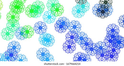 Hellblaue, grüne Vektorillustration, doodle Struktur mit Blumen. Einfache farbige Illustration mit abstrakten Blumen. Farbiges Muster für Frühlingspartys.