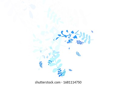 Light Blue, Green vector doodle backdrop with leaves. leaves on elegant natural pattern with gradient. New design for your business.