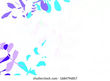Light Blue, Green vector doodle pattern with leaves. leaves on blurred abstract background with gradient. Pattern for wallpapers, coloring books.