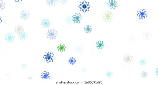 Azul claro, Dodo vectorial verde con flores. Ilustración abstracta con flores de estilo Origami. Diseño inteligente para folletos, libros.