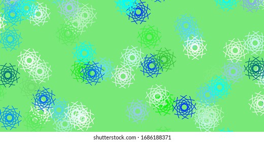 Light Blue, Green vector doodle background with flowers. Illustration with abstract colorful flowers with gradient. Smart design for leaflets, books.