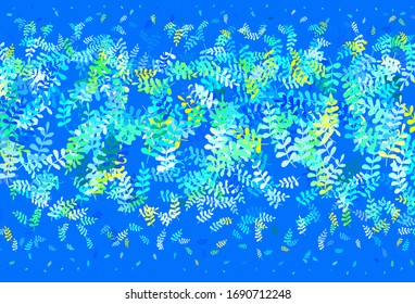 Light Blue, Green vector doodle background with leaves. Colorful abstract illustration with leaves in doodle style. The best design for your business.