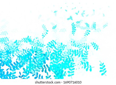 Light Blue, Green vector doodle background with leaves. Creative illustration in blurred style with leaves. A new texture for your wallpaper design.