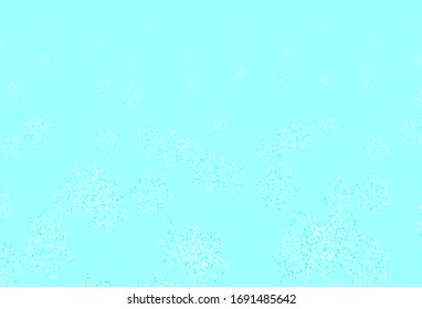 Azul claro, fondo de doodle vectorial verde con flores. Flores de estilo natural sobre fondo blanco.  Nuevo diseño para su negocio.