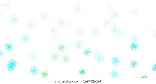Azul claro, Dodo vectorial verde con flores. Diseño sencillo con flores sobre fondo abstracto. Plan para la promoción del día de la mujer.