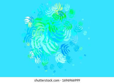 Light Blue, Green vector doodle layout with leaves. Modern geometrical abstract illustration with leaves. Hand painted design for web, wrapping.