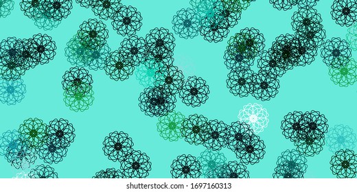 Light Blue, Green vector doodle background with flowers. Simple colored illustration with abstarct flowers. Smart design for wrapping, wallpapers.