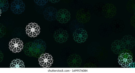 Light Blue, Green vector doodle template with flowers. Gradient colorful abstract flowers on simple background. Best design for your business.