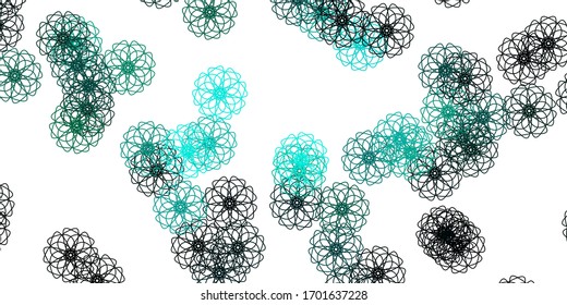 Light Blue, Green vector doodle background with flowers. Illustration with abstract colorful flowers with gradient. Colorful pattern for spring parties.