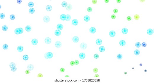 Light Blue, Green vector doodle background with flowers. Modern design with gradient Flowers on abstract background. Brand new business design.