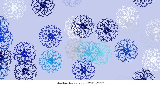 Light blue, green vector doodle template with flowers. Modern design with gradient Flowers on abstract background. Smart design for wrapping, wallpapers.