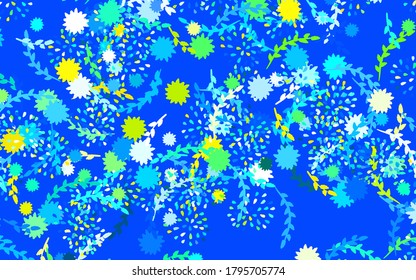 Hellblau, grüner Vektor Doodle-Layout mit Blumen, Rosen. Neue farbige Illustration mit Blumen. Handgemalt Design für Web, Umhüllung.