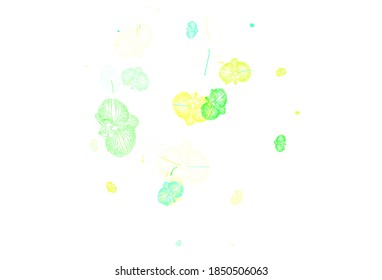 Light Blue, Green vector doodle template with flowers. Colorful illustration with flowers in doodle style. Colorful pattern for kid's books.