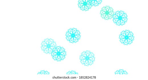 Hellblaues, grünes Vektor-Doodle-Muster mit Blumen. Einfaches Design mit Blumen auf abstraktem Hintergrund. Kluges Design für Broschüren, Bücher.