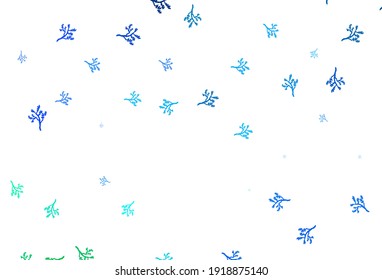 Light Blue, Green vector doodle texture with branches. Leaves, branches in natural style on white background. Brand new design for your business.