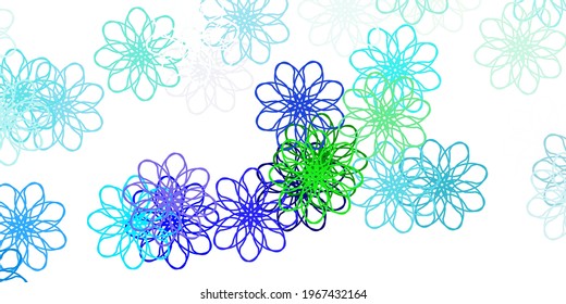 Light Blue, Green vector doodle pattern with flowers. Simple design with flowers on abstarct background. Pattern for website designs.