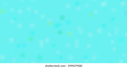 Hellblaue, grüne Vektordoodle-Struktur mit Blumen. Farbige Blumen im natürlichen Stil auf einfachem Hintergrund. Muster für Frauentag-Beförderung.