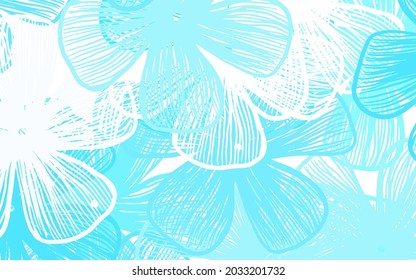 Light Blue, Green vector doodle layout with flowers Glitter abstract illustration with flowers. Pattern for heads of websites, designs.