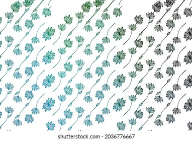 Light Blue, Green vector doodle layout. Doodle illustration of leaves in Origami style with gradient. Hand painted design for wrapping, wallpaper.