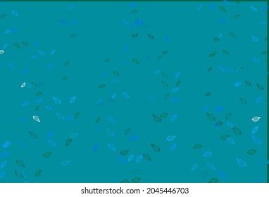 Light Blue, Green vector doodle template. Pattern with gradient colorful leaves in natural style. New template for your brand book.