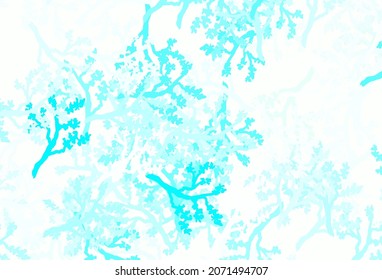 Light Blue, Green vector doodle pattern with branches. Doodle illustration of leaves and branches in Origami style. Pattern for heads of websites, designs.