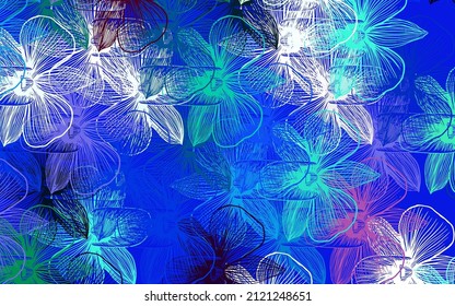 Hellblaue, grüne Vektor-Doodle-Vorlage mit Blumen. Abstrakte Illustration mit Blumen im Doodles-Stil. Neuer Stil für Ihr Business-Design.