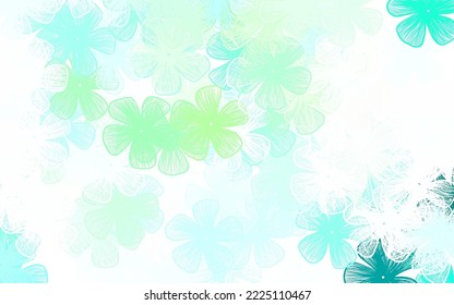 Light Blue, Green vector doodle background with flowers Brand new colored illustration with flowers. Hand painted design for web, leaflets.