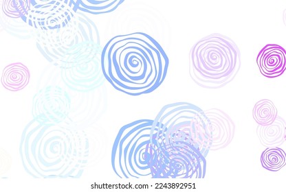 Azul claro, textura de doodle vectorial verde con rosas. Flores de doodle insólitas sobre fondo blanco. Patrón texturizado para sitios web, banners.
