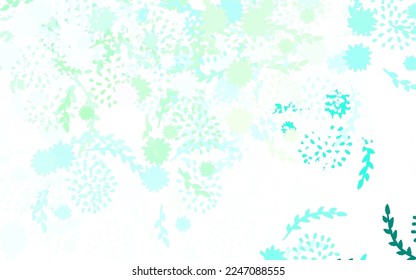 Light Blue, Green vector doodle backdrop with flowers, roses. Abstract illustration with flowers in doodles style. A new texture for your wallpaper design.