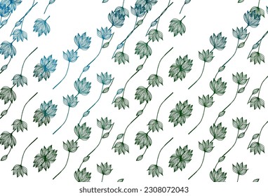 Light Blue, Green vector doodle cover. An elegant bright illustration with leaves in Natural style. Hand painted design for wrapping, wallpaper.