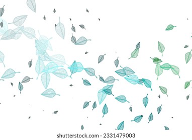 Azul claro, textura de doodle vectorial verde. Nueva ilustración colorida en estilo doodle con hojas. Una nueva textura para tu diseño.