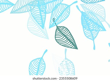 Light Blue, Green vector doodle background. Sketchy doodles with colorful gradient leaves. The textured pattern for website.