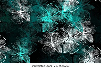 Light Blue, Green vector doodle texture with flowers. Glitter abstract illustration with flowers. Hand painted design for web, leaflets.