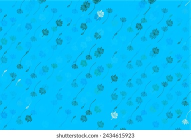 Azul claro, diseño de garabato vector verde. Nueva ilustración colorida en estilo doodle con hojas. La plantilla para el fondo de los teléfonos celulares.