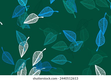 Light Blue, Green vector doodle layout. Glitter abstract illustration with leaves. Doodle design for your web site.