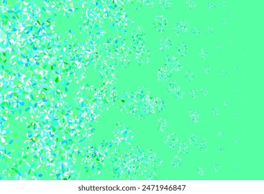 Hellblauer, grüner Vektorgrafik-Doodle-Hintergrund mit Blättern. Dekorative Illustration mit Doodles auf abstrakter Vorlage. Elegantes Muster für Ihr brandes Buch.