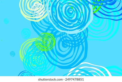 Light Blue, Green vector doodle background with roses. Abstract illustration with flowers in doodles style. Brand new style for your business design.