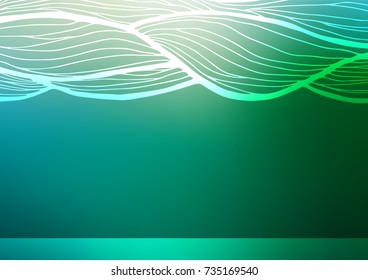 Light Blue, Green vector doodle blurred template. Creative illustration in blurred style with doodles and Zen tangles. A new texture for your design.