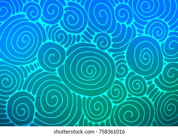 Light Blue, Green vector doodle blurred background. Sketchy hand drawn doodles on blurred background. A completely new template for your business design.