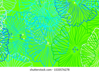 Light Blue, Green vector elegant template with leaves. Creative illustration in blurred style with flowers. Template for backgrounds of cell phones.