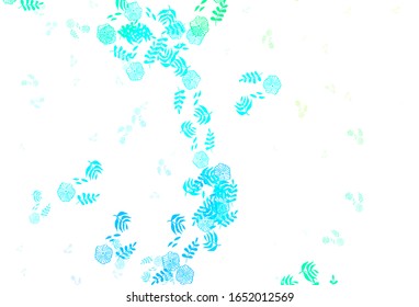 Light Blue, Green vector elegant template with leaves. leaves on blurred abstract background with gradient. Hand painted design for web, wrapping.