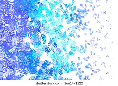 Light Blue, Green vector elegant wallpaper with leaves. Glitter abstract illustration with doodles and leaves. New design for your business.