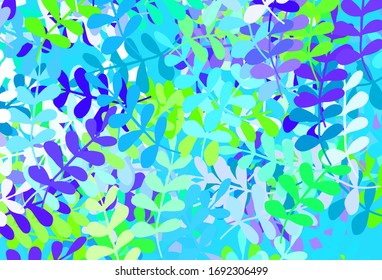 Light Blue, Green vector elegant wallpaper with leaves. Decorative illustration with doodles on abstract template. Hand painted design for web, wrapping.